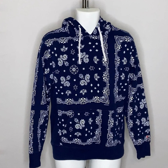 Undefeated Navy Blue Pullover Bandana Print Hoodie - Size Small - Picture 1 of 10